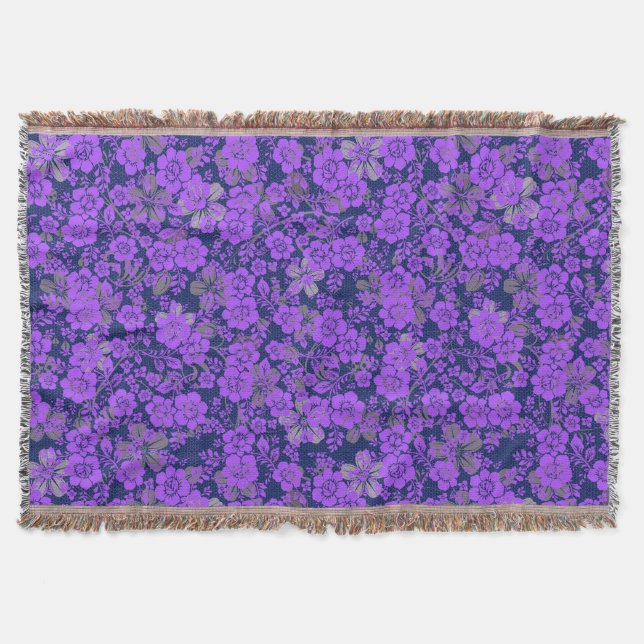 Blumenmuster 15.Lila.b DBlue BG Decke (Vorderseite)
