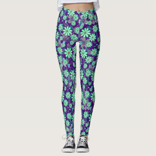 Blumenmuster 17.b D Lila Hintergrund Leggings