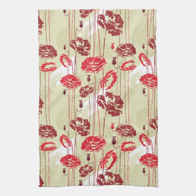 Blumenmuster 2 der abstrakten Eleganz Geschirrtuch (Vertikal)
