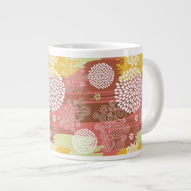 Blumenmuster 2 Jumbo-Tasse (Vorderseite Rechts)