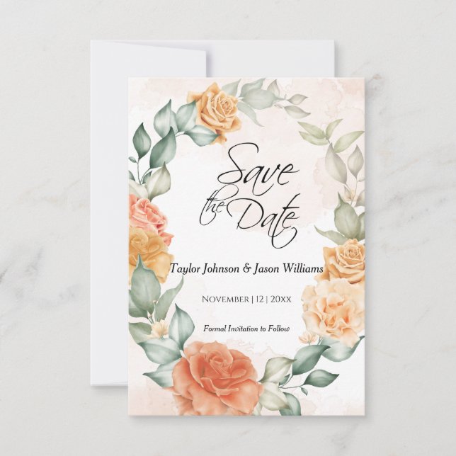 Blumenmuster 3,5 Zoll x 5 Zoll Save the Date Karte (Vorderseite)
