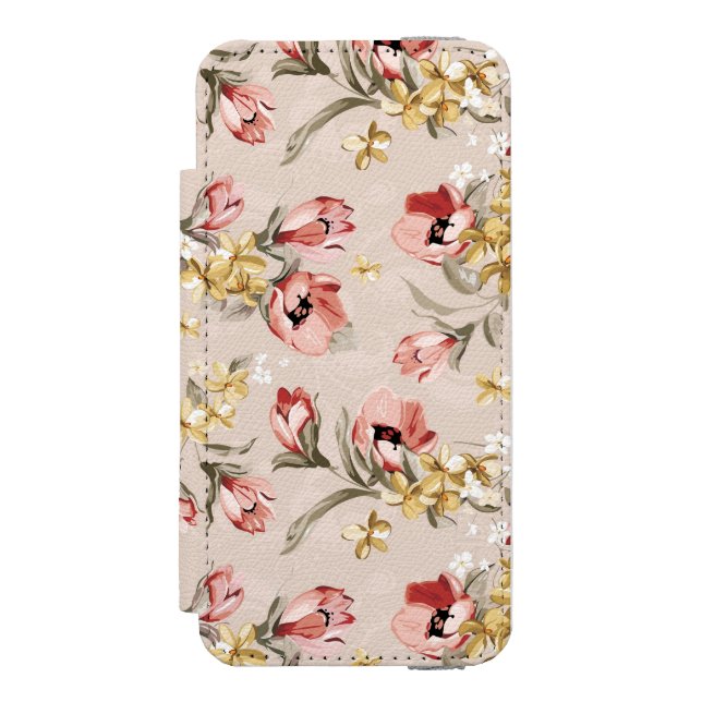 Blumenmuster 3 der abstrakten Eleganz Incipio iPhone Geldbeutel-Hülle (Folio Vorderseite)