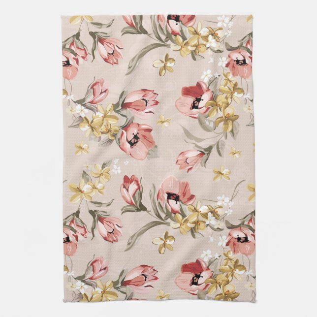 Blumenmuster 3 der abstrakten Eleganz Küchentuch (Vertikal)