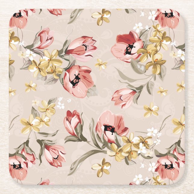 Blumenmuster 3 der abstrakten Eleganz Rechteckiger Pappuntersetzer (Vorderseite)