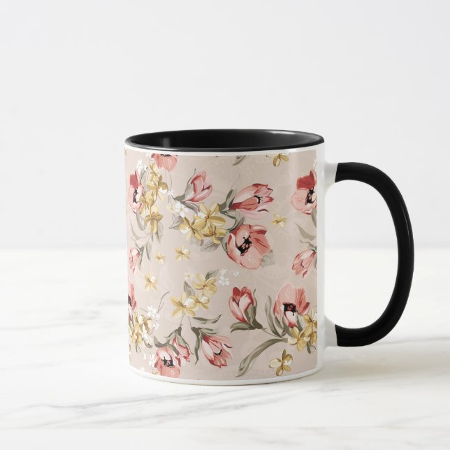 Blumenmuster 3 der abstrakten Eleganz Tasse (Rechts)