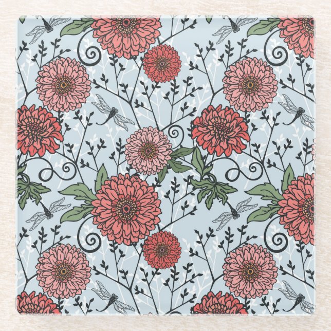 Blumenmuster 3 glasuntersetzer (Vorderseite)