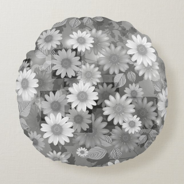Blumenmuster 3 rundes kissen (Vorderseite)