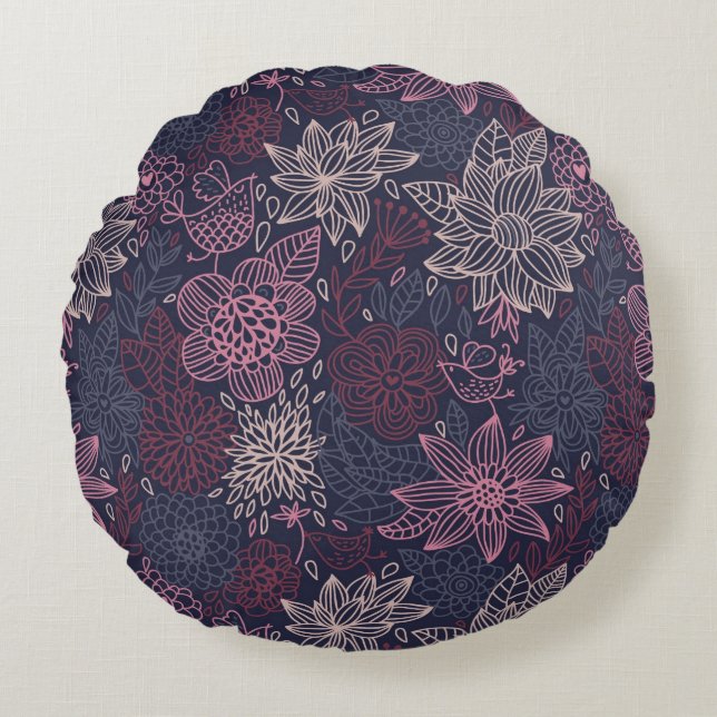 Blumenmuster 4 2 rundes kissen (Vorderseite)