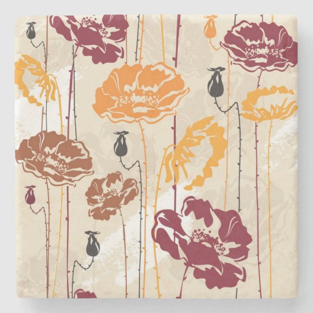 Blumenmuster 4 der abstrakten Eleganz Steinuntersetzer (Vorderseite)