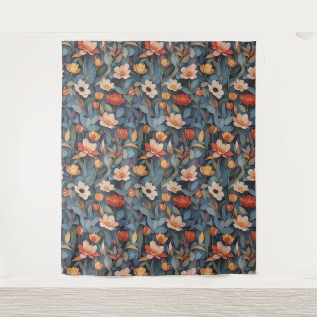 Blumenmuster 4 Tapestry Wandteppich (Vorderseite)