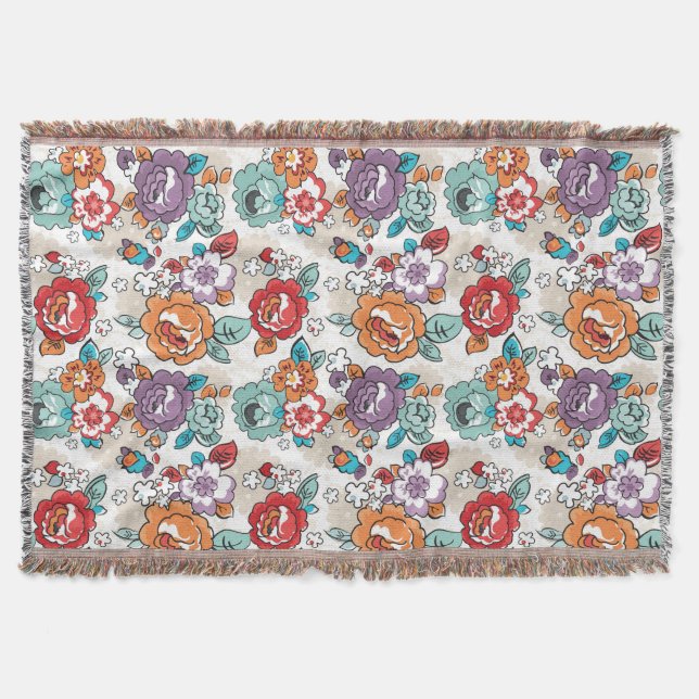Blumenmuster 5 der abstrakten Eleganz Decke (Vorderseite)