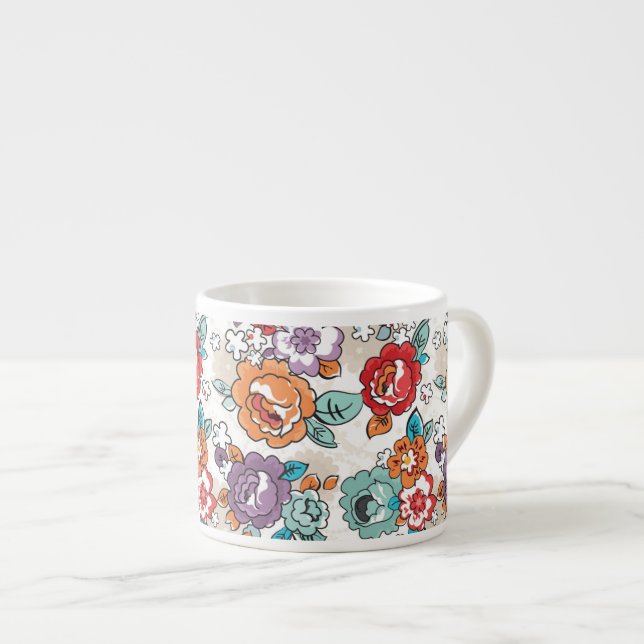 Blumenmuster 5 der abstrakten Eleganz Espressotasse (Vorderseite Rechts)