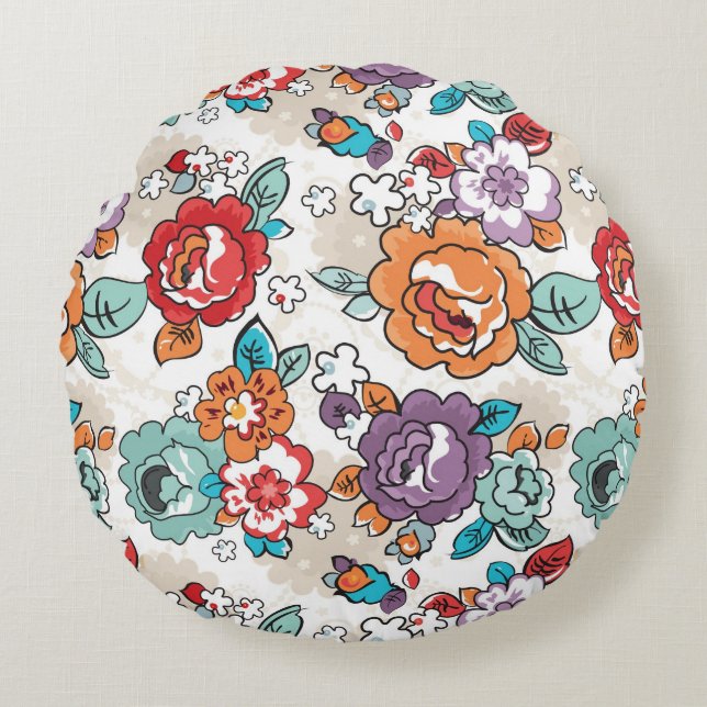 Blumenmuster 5 der abstrakten Eleganz Rundes Kissen (Vorderseite)