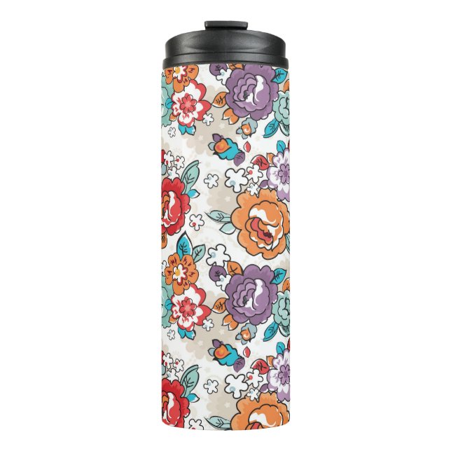 Blumenmuster 5 der abstrakten Eleganz Thermosbecher (Vorderseite)