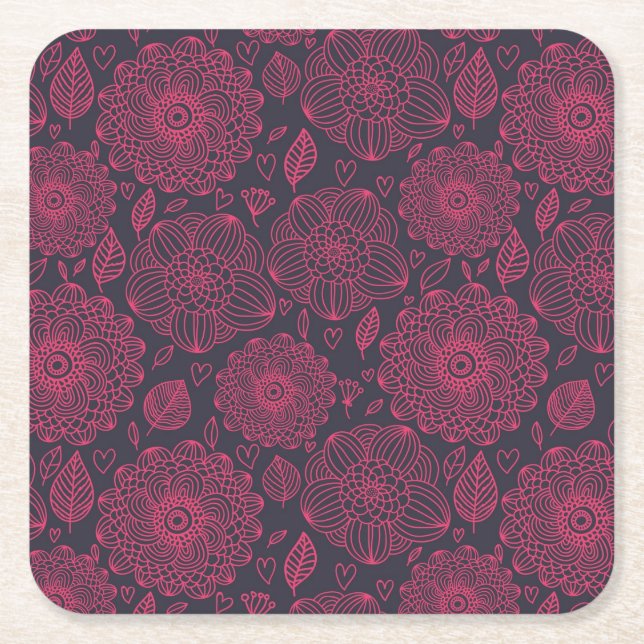Blumenmuster 5 rechteckiger pappuntersetzer (Vorderseite)