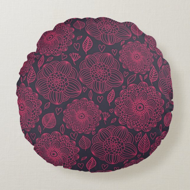 Blumenmuster 5 rundes kissen (Vorderseite)