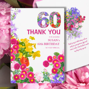 Blumenmuster 60. Geburtstag - Elegantes Gartendesi Dankeskarte