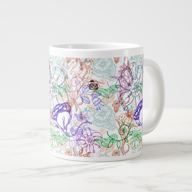 Blumenmuster 8 Jumbo-Tasse (Vorderseite Rechts)