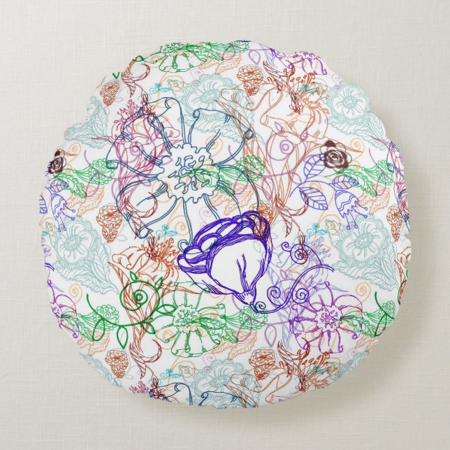 Blumenmuster 8 rundes kissen (Vorderseite)
