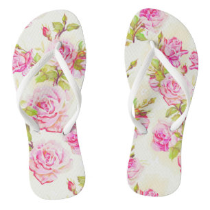 Blumenmuster Alte rosa Rosen Frauen Drehte Flop Flip Flops