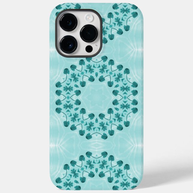 Blumenmuster, Aquamarin blau Case-Mate iPhone 14 Pro Max Hülle (Rückseite)