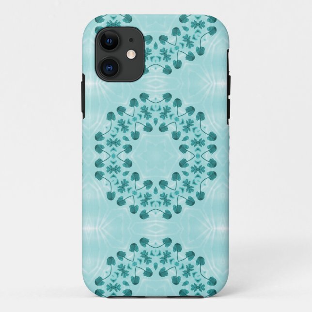 Blumenmuster, Aquamarin blau Case-Mate iPhone Hülle (Rückseite)