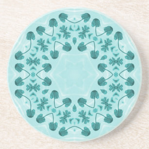 Blumenmuster, Aquamarin blau Getränkeuntersetzer