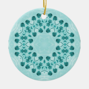Blumenmuster, Aquamarin blau Keramik Ornament