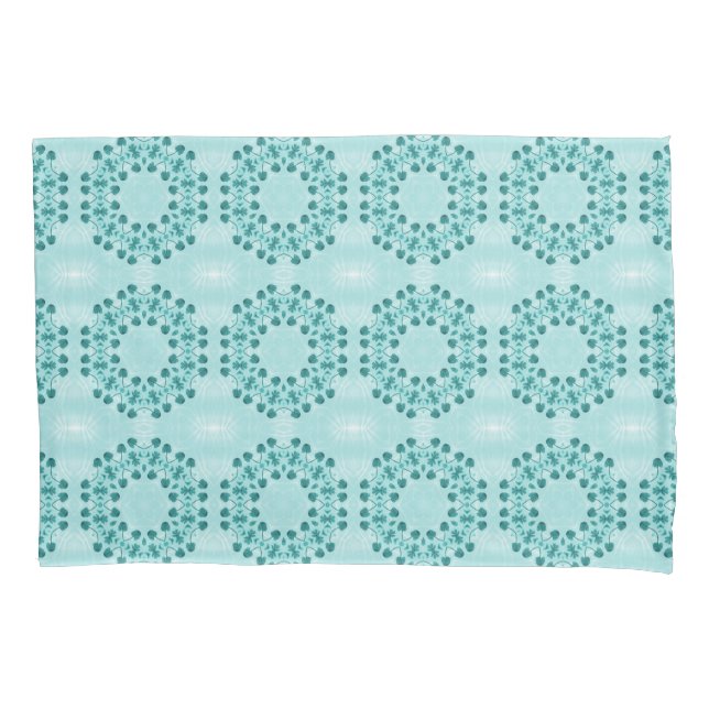 Blumenmuster, Aquamarin blau Kissenbezug (Vorderseite)