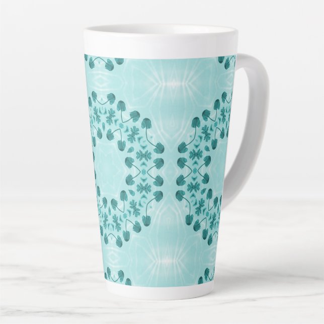 Blumenmuster, Aquamarin blau Milchtasse (Rechte Ecke)