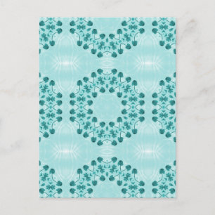 Blumenmuster, Aquamarin blau Postkarte
