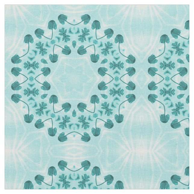 Blumenmuster, Aquamarin blau Stoff (Nahaufnahme)