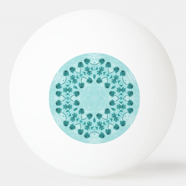 Blumenmuster, Aquamarin blau Tischtennisball (Vorderseite)