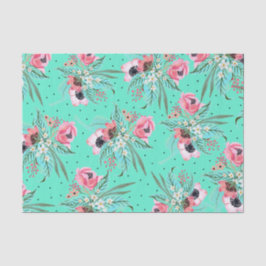 Blumenmuster - Aquamarines Gewebepapier Seidenpapier