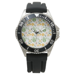 Blumenmuster Armbanduhr