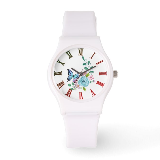 Blumenmuster Armbanduhr (Vorderseite)