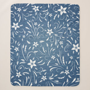 Blumenmuster auf Denim Sherpadecke