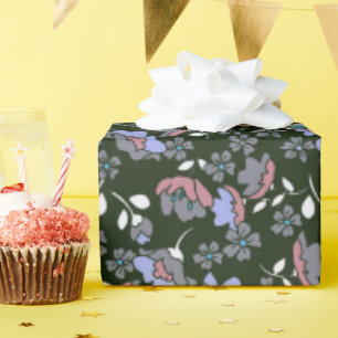 Blumenmuster auf Schwarz Geschenkpapier
