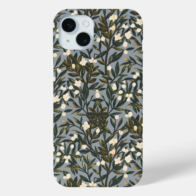 Blumenmuster auf staubgrauem Hintergrund Case-Mate iPhone Hülle (Rückseite)