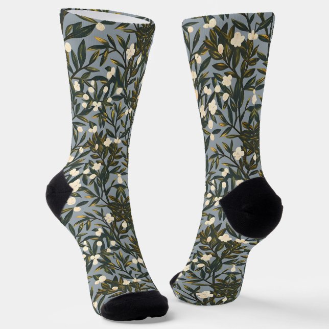 Blumenmuster auf staubgrauem Hintergrund Socken (Gewinkelt)