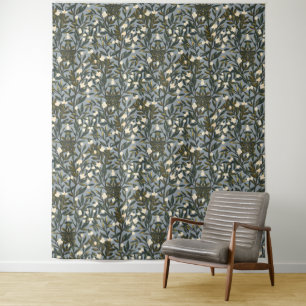 Blumenmuster auf staubgrauem Hintergrund Wandteppich