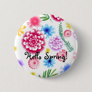 Blumenmuster auf weißem Hintergrund. Button