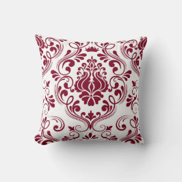 Blumenmuster aus Burgund und Weiß Damast Elegant Kissen