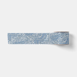 Blumenmuster aus dem 19. Jahrhundert Blau auf weiß Satinband