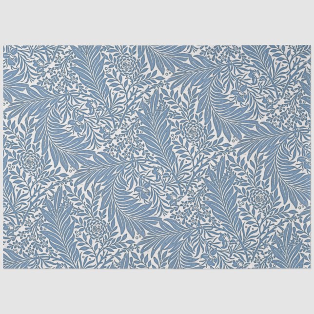 Blumenmuster aus dem 19. Jahrhundert Blau auf weiß Seidenpapier (Vorderseite)