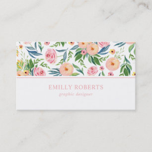 Blumenmuster aus Pfirsich und Rosa Visitenkarte