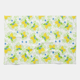 Blumenmuster aus weißem und gelbem Lemon Geschirrtuch