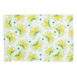 Blumenmuster aus weißem und gelbem Lemon Kissenbezug