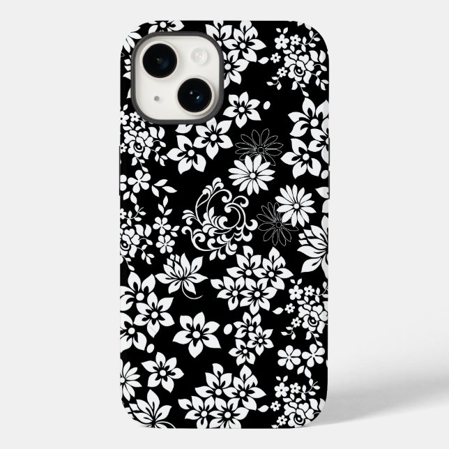 Blumenmuster.b Schwarze BG Case-Mate iPhone 14 Hülle (Rückseite)