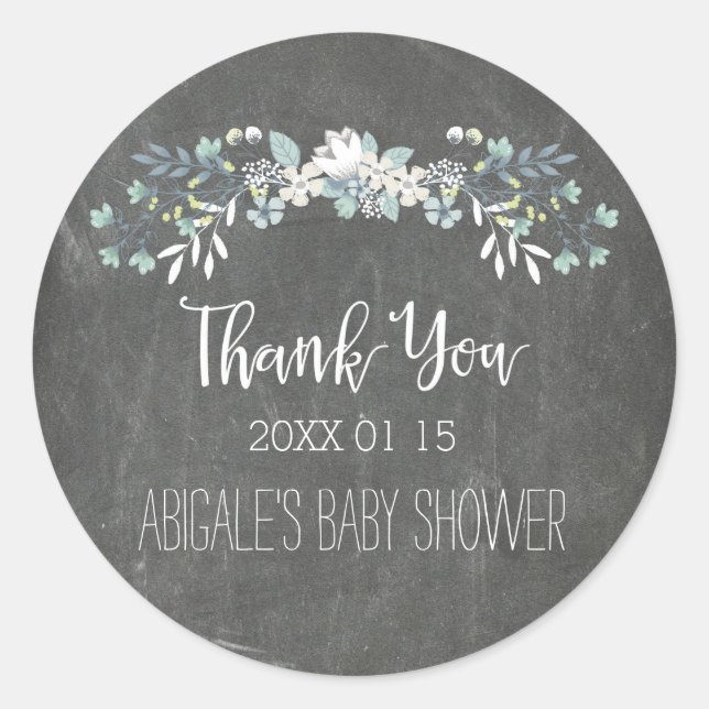 Blumenmuster-Baby-Dusche Pflegeaufkleber Runder Aufkleber (Vorderseite)
